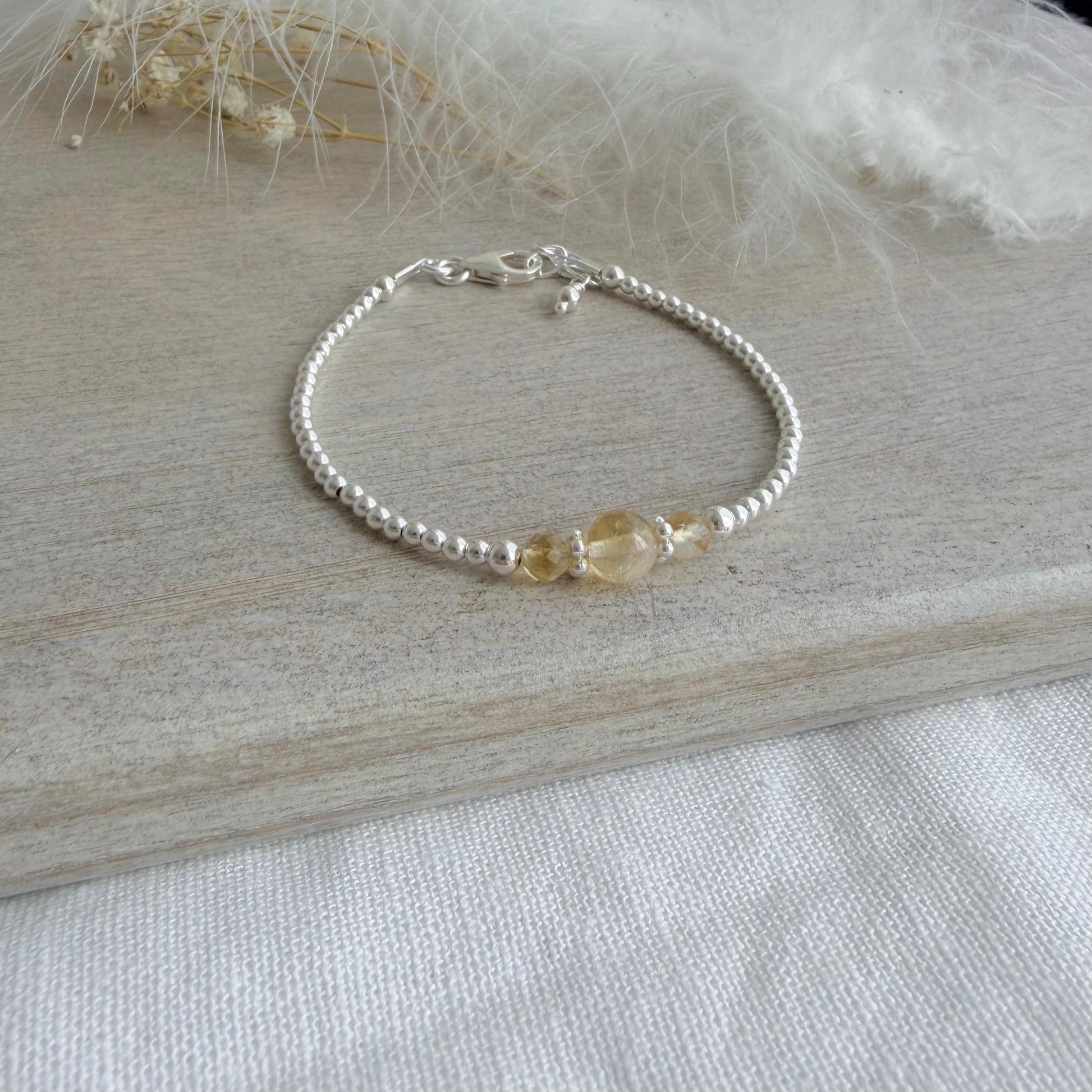 Yellow Citrine Bracelet, , November Birthstone Sterling Silver