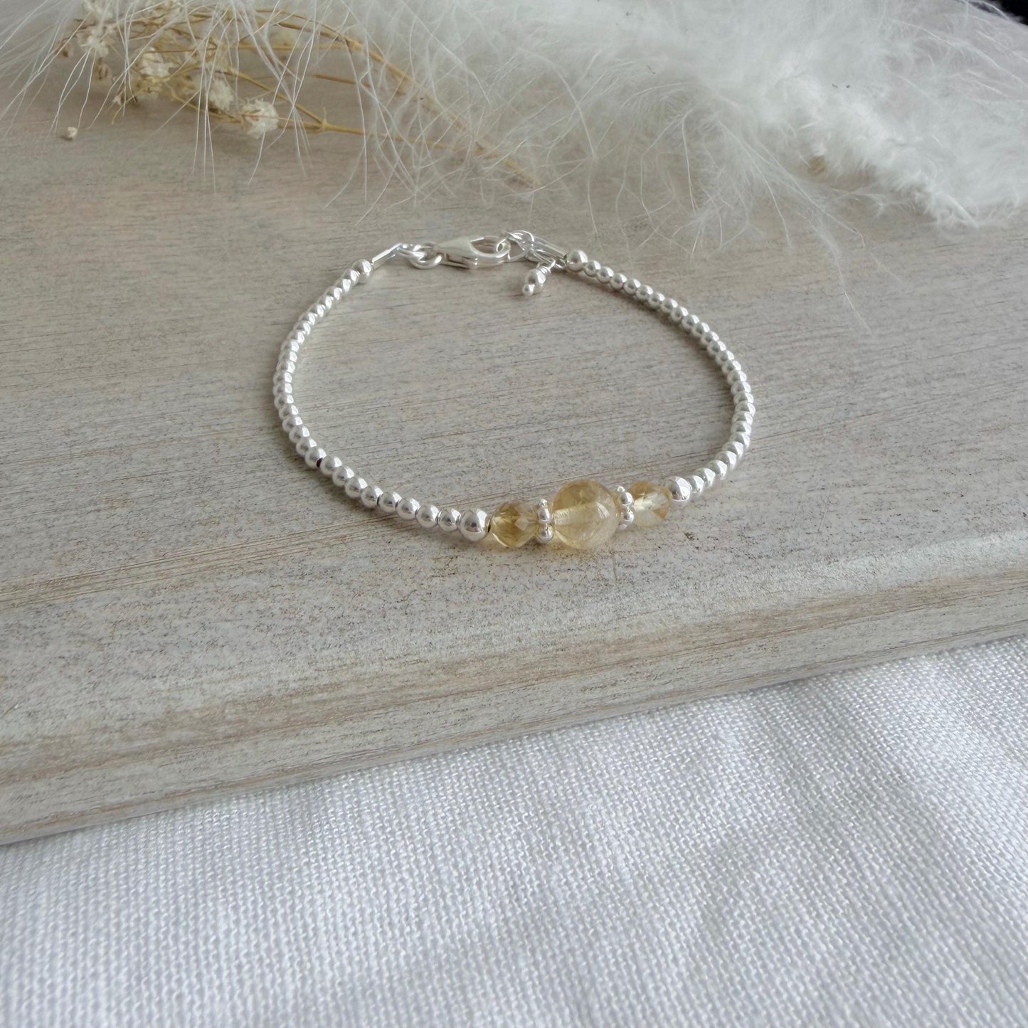 Yellow Citrine Bracelet, , November Birthstone Sterling Silver
