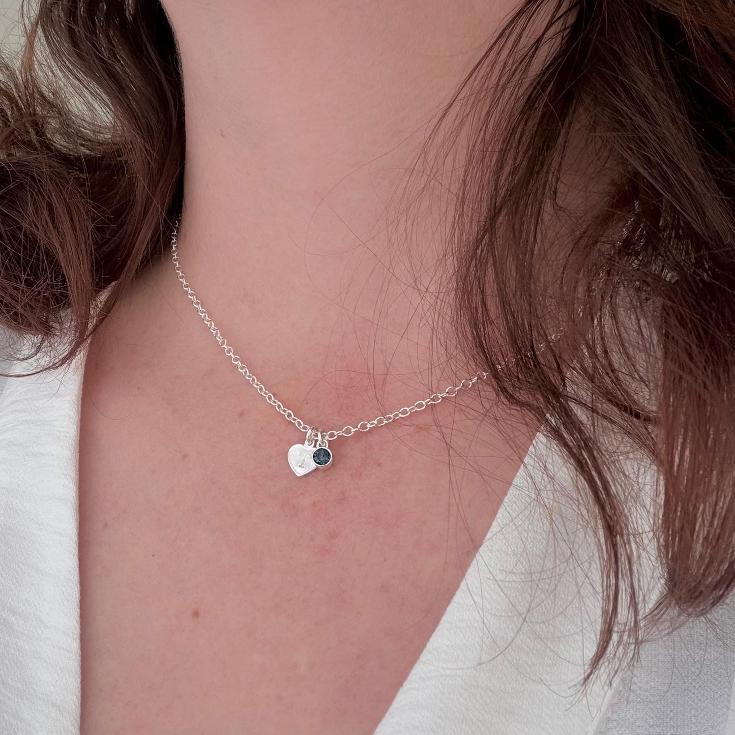 Personalised December CZ Crystal Birthstone Initial Necklace, December Birthday gift for women, birthstone jewellery gift for her