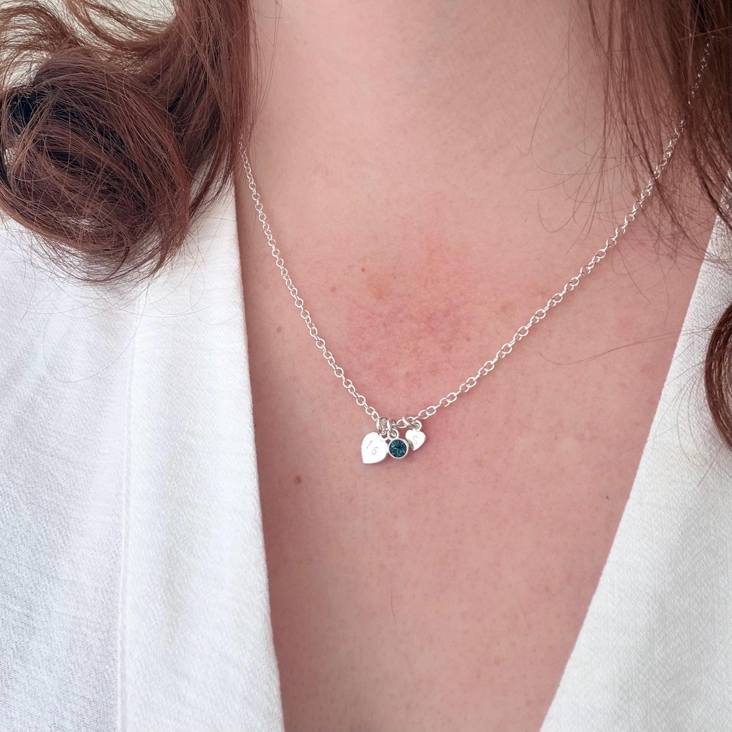 Personalised December Birthstone Necklace in Sterling Silver with Initial & Milestone Age