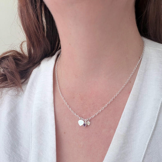 Personalised February Birthstone Necklace in Sterling Silver with Milestone Age for 16th 18th 21st 30th 40th 50th 60th 70th