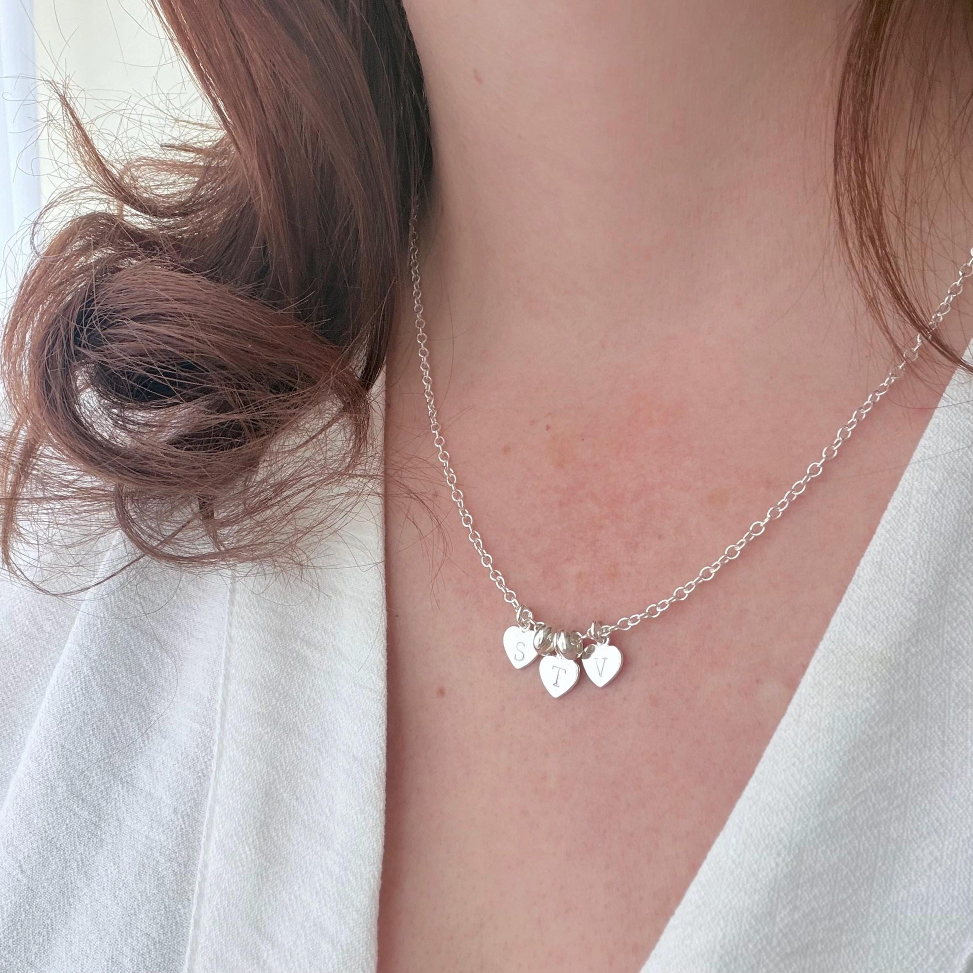Dainty Personalised Family Initial Necklace in Sterling Silver