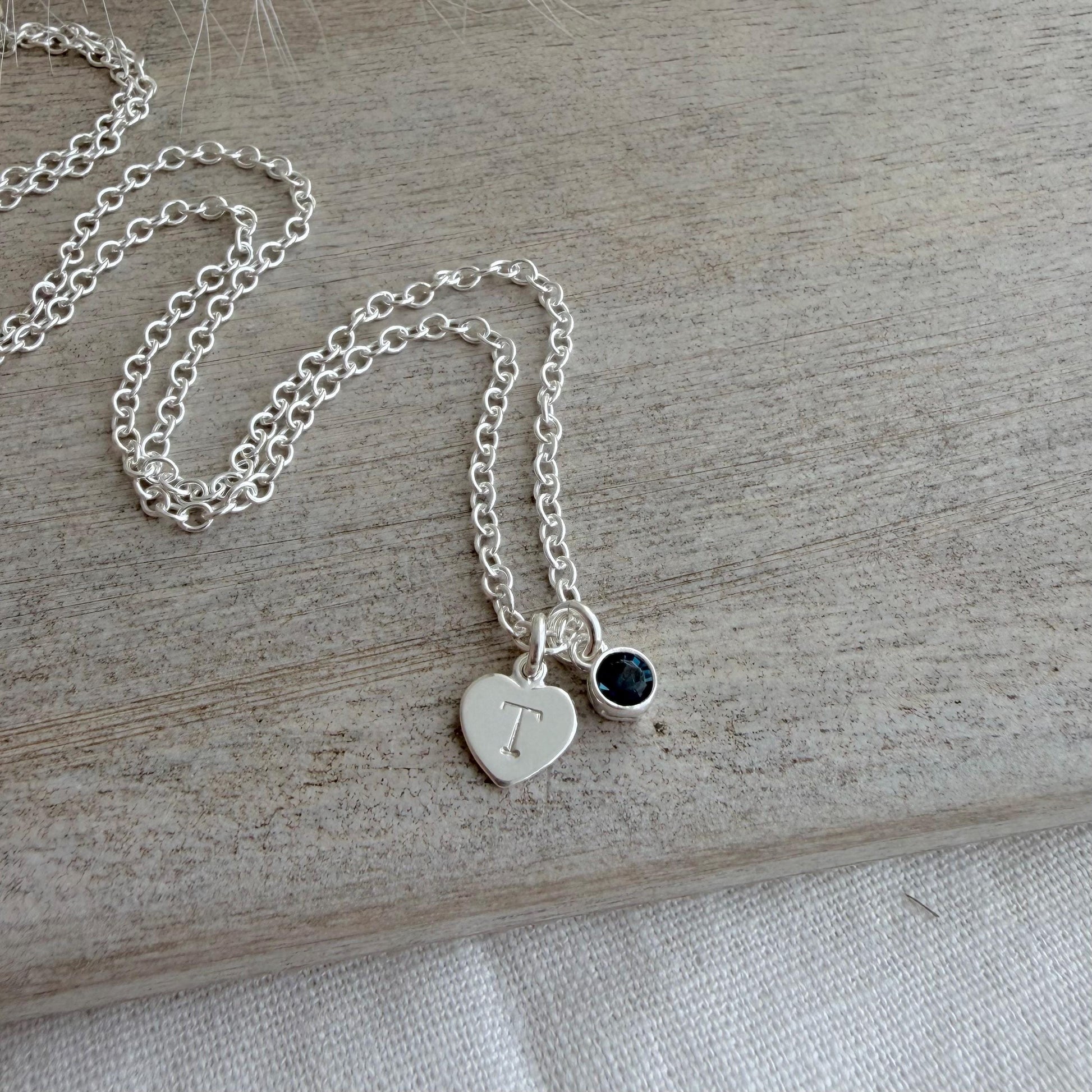 Personalised December CZ Crystal Birthstone Initial Necklace, December Birthday gift for women, birthstone jewellery gift for her