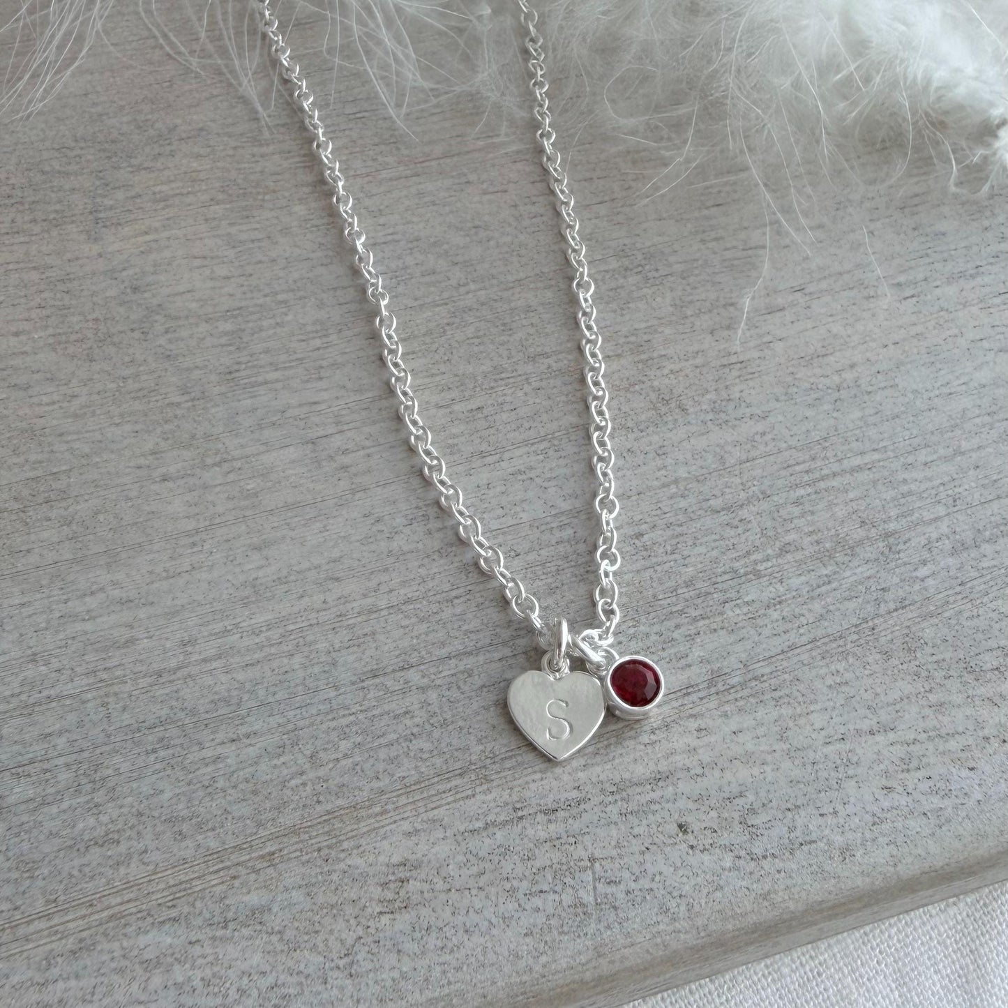 Personalised January CZ Crystal Birthstone Initial Necklace, January Birthday gift for women