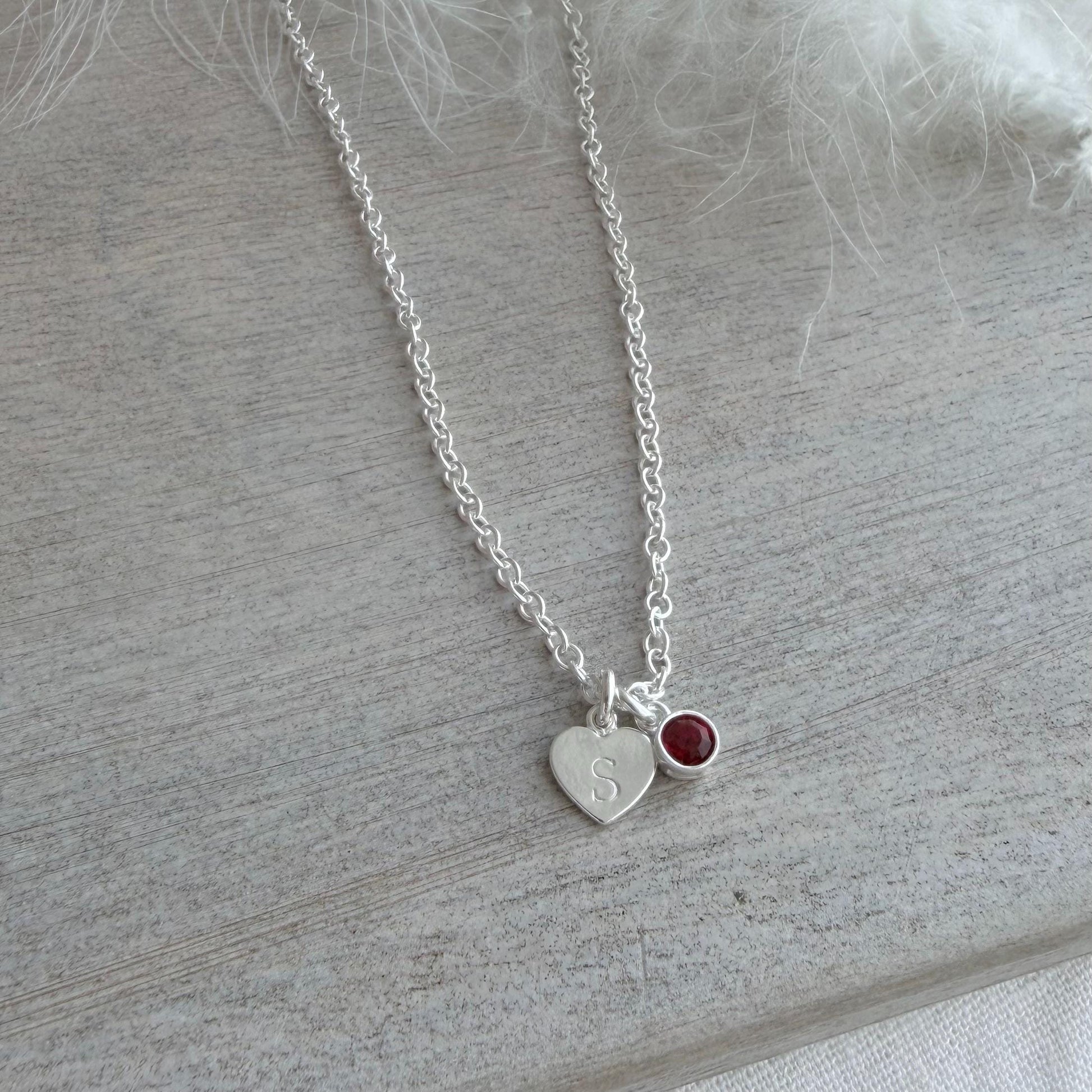 Personalised January CZ Crystal Birthstone Initial Necklace, January Birthday gift for women