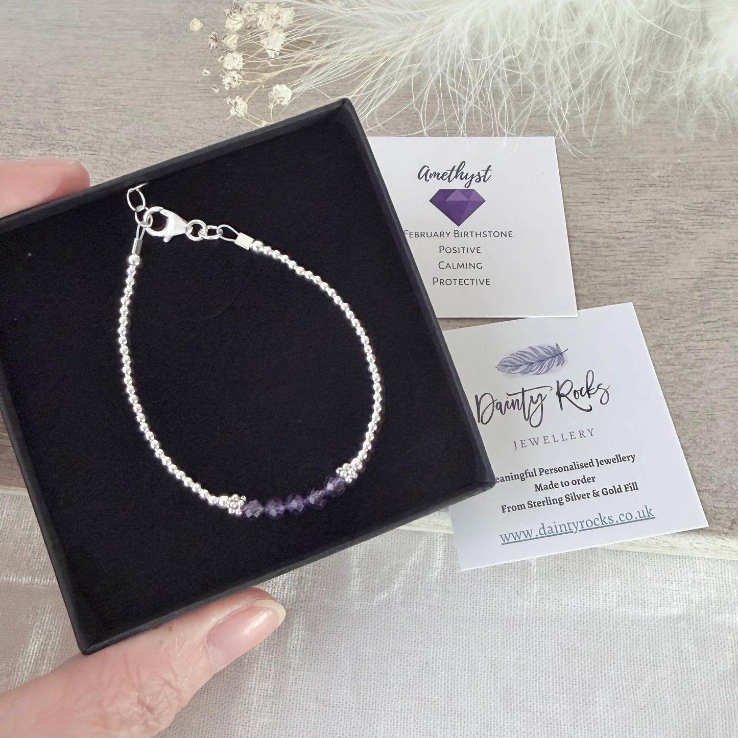 Dainty Amethyst Bracelet, February Birthstone