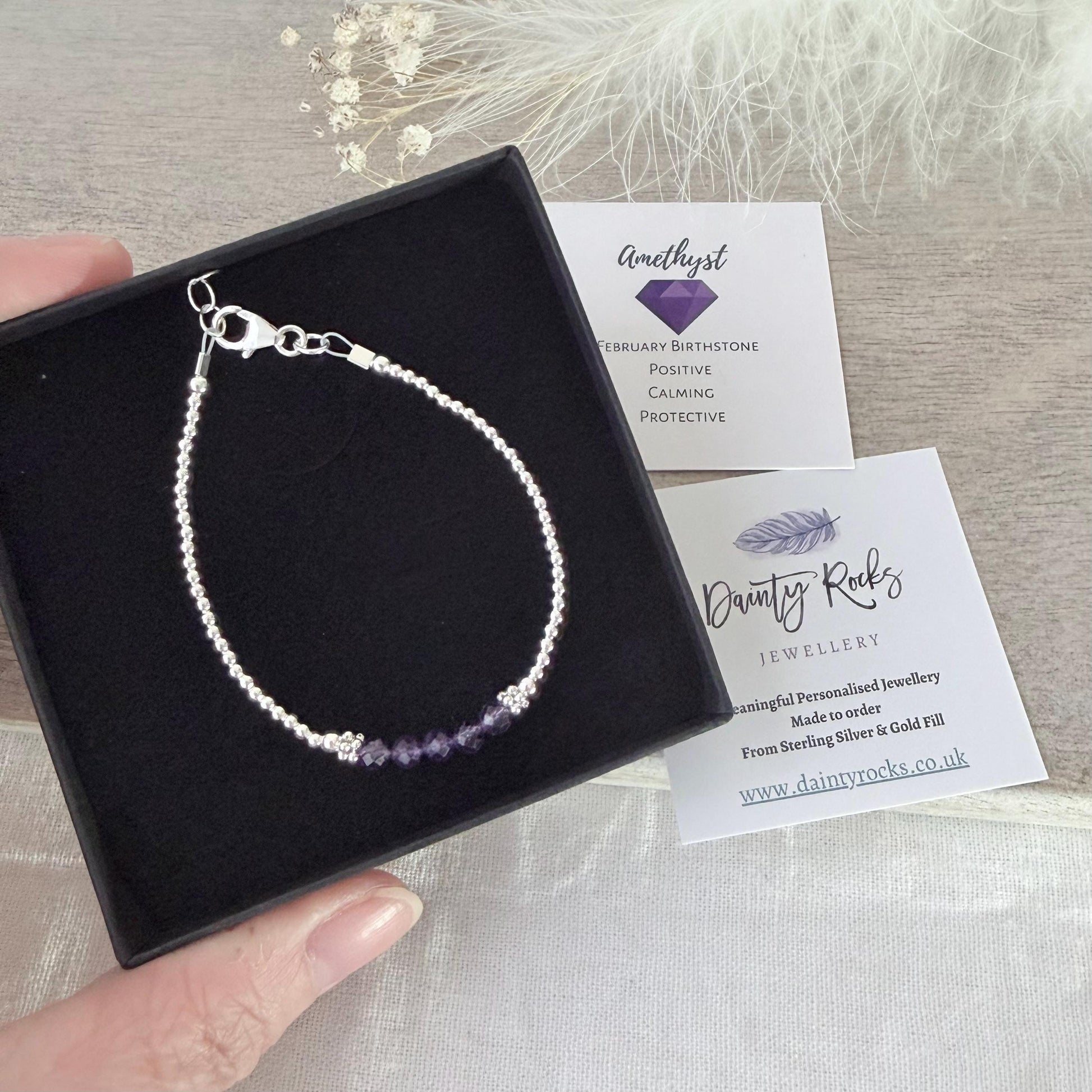 Dainty Amethyst Bracelet, February Birthstone