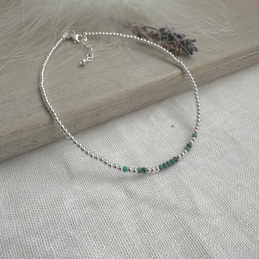 Green Turquoise Anklet, Gemstone Ankle Bracelet Jewellery with December Birthstone