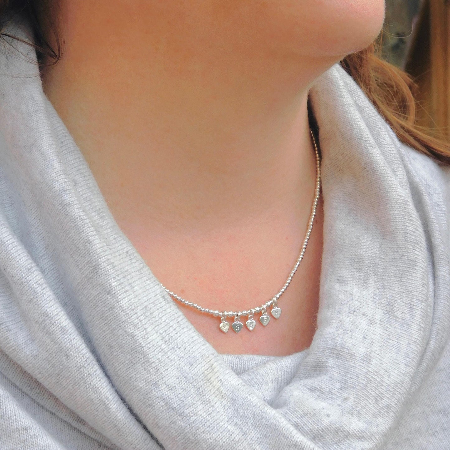 Dainty Family Initial Necklace, Personalised Dainty Sterling Silver Jewellery