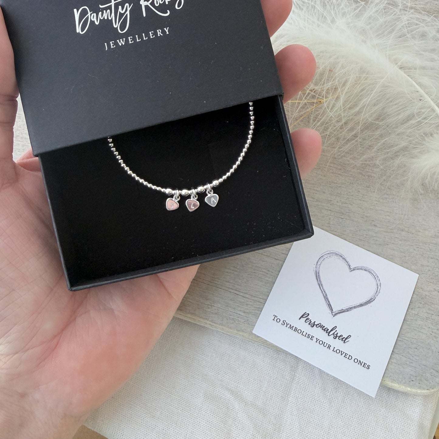 Personalised Grandmother Bracelet, Family Initials Jewellery in Sterling Silver for Mothers Day