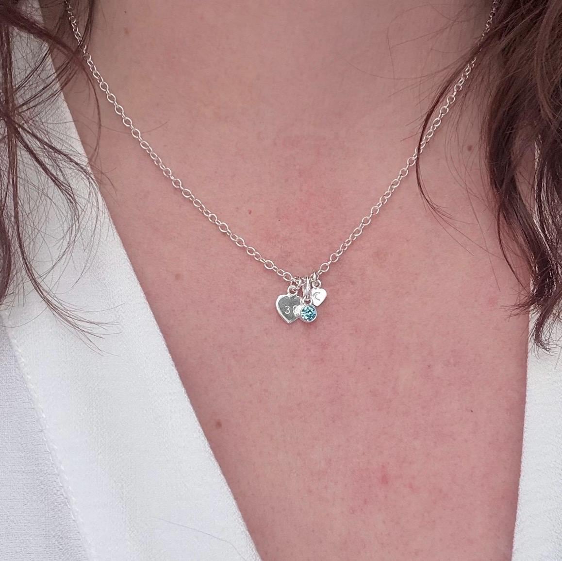 Personalised Birthstone Necklace in Sterling Silver, Gift for Birthdays 16th 18th 21st 30th 40th 50th 60th 70th