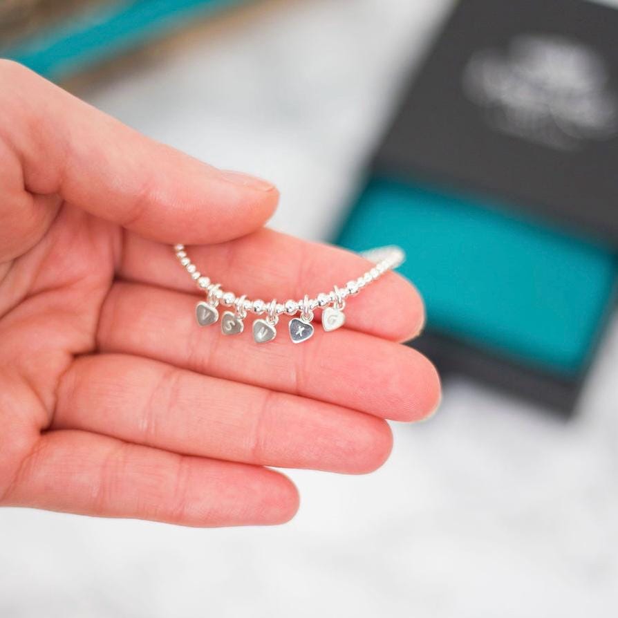 Family Initials Personalised Initial Bracelet , Dainty Sterling Silver Jewellery