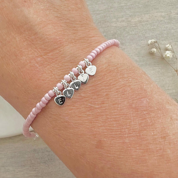 Beaded Name Bracelet personalised minimalist jewellery, Birthday Gift Idea for Women with seed beads