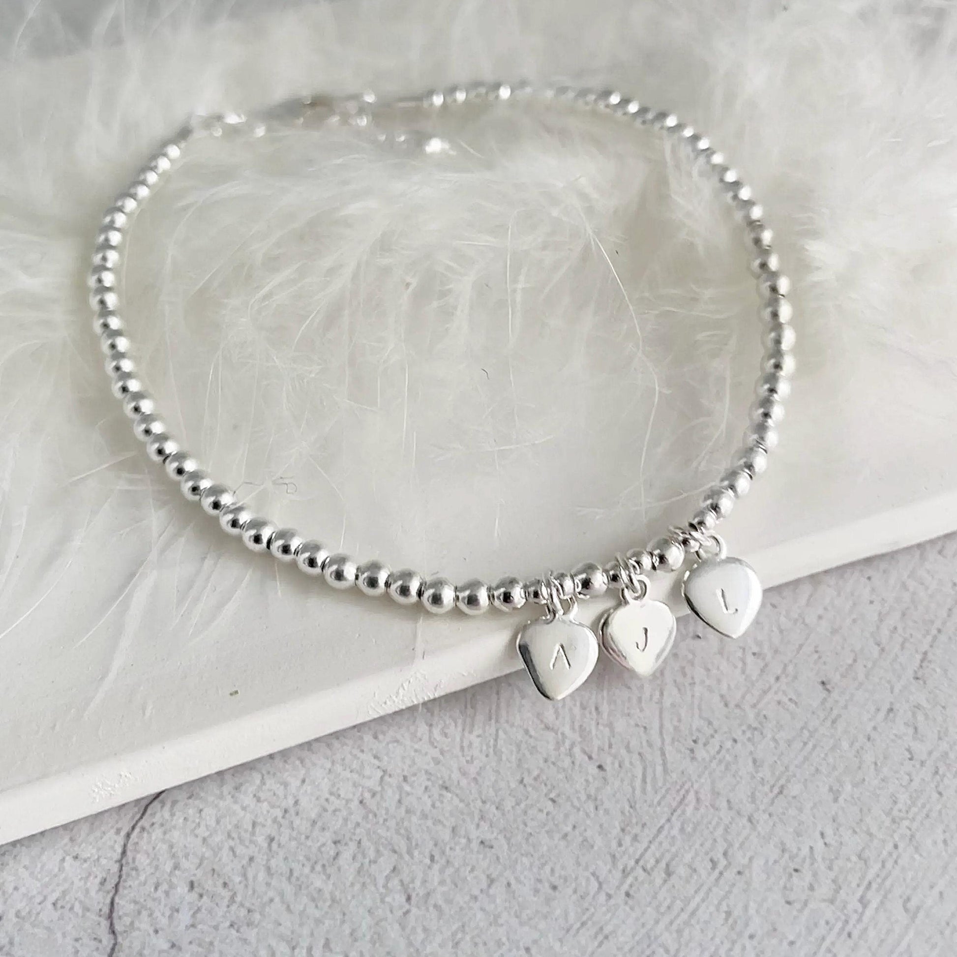 Initial Charm Personalised Bracelet, Family Initials Sterling Silver bracelet
