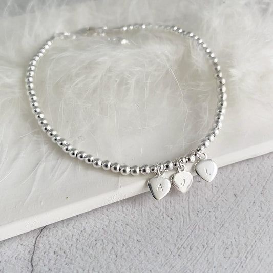 Initial Charm Personalised Bracelet, Family Initials Sterling Silver bracelet