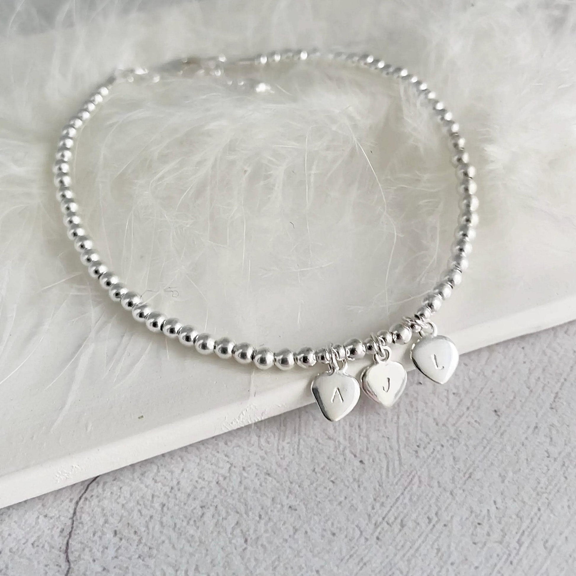 Initial Charm Personalised Bracelet, Family Initials Sterling Silver bracelet