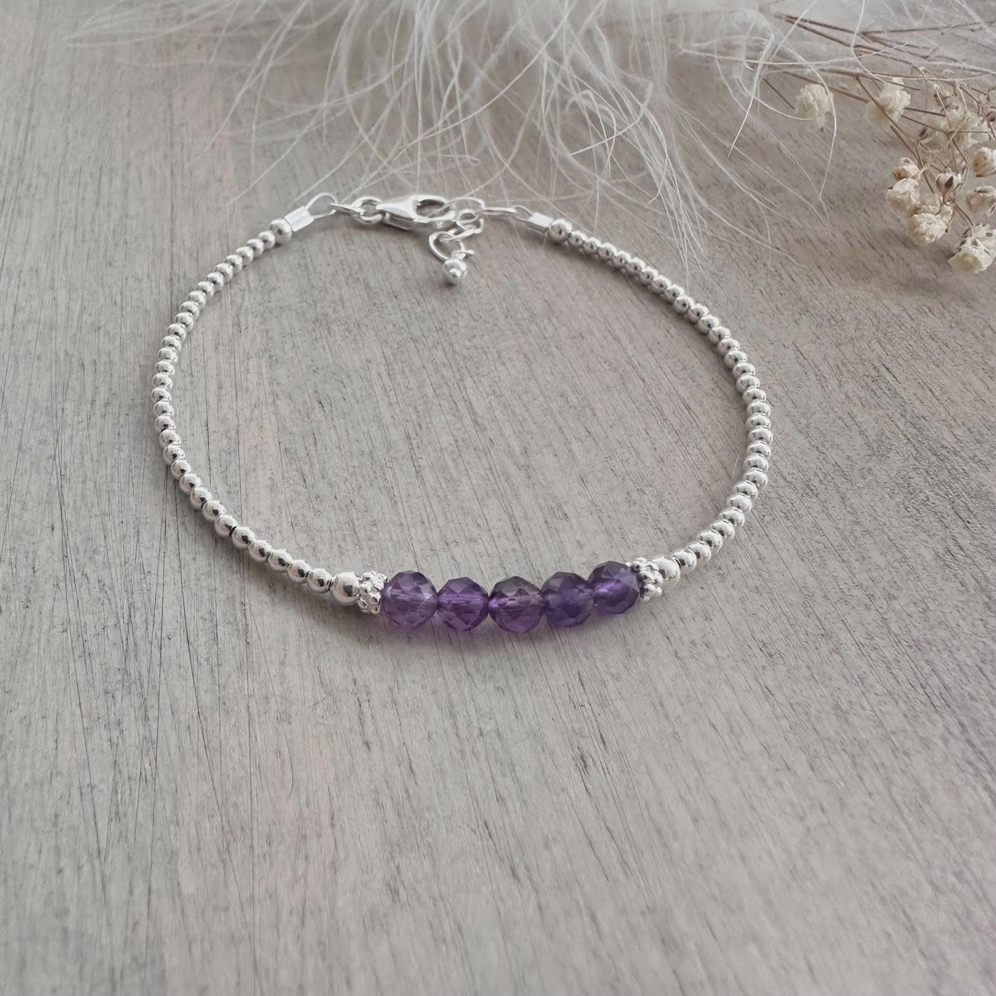 Dainty Amethyst Bracelet, February Birthstone