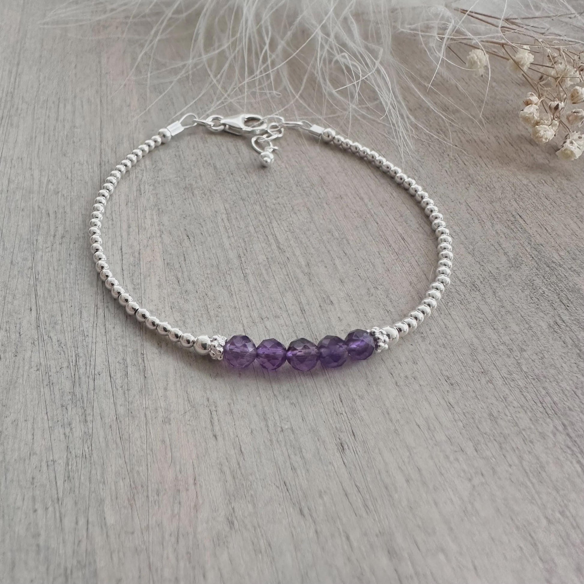 Dainty Amethyst Bracelet, February Birthstone