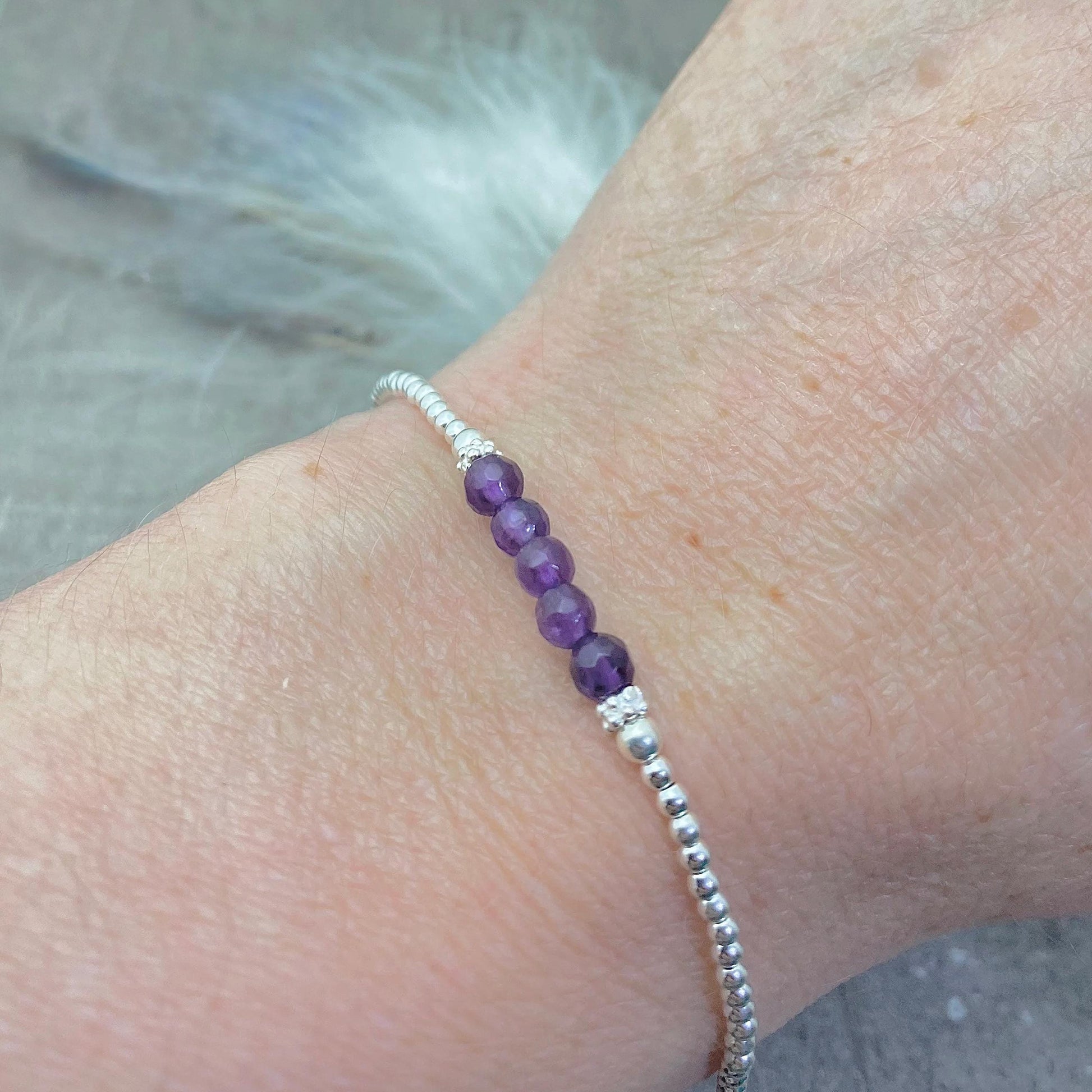Dainty Amethyst Bracelet, February Birthstone