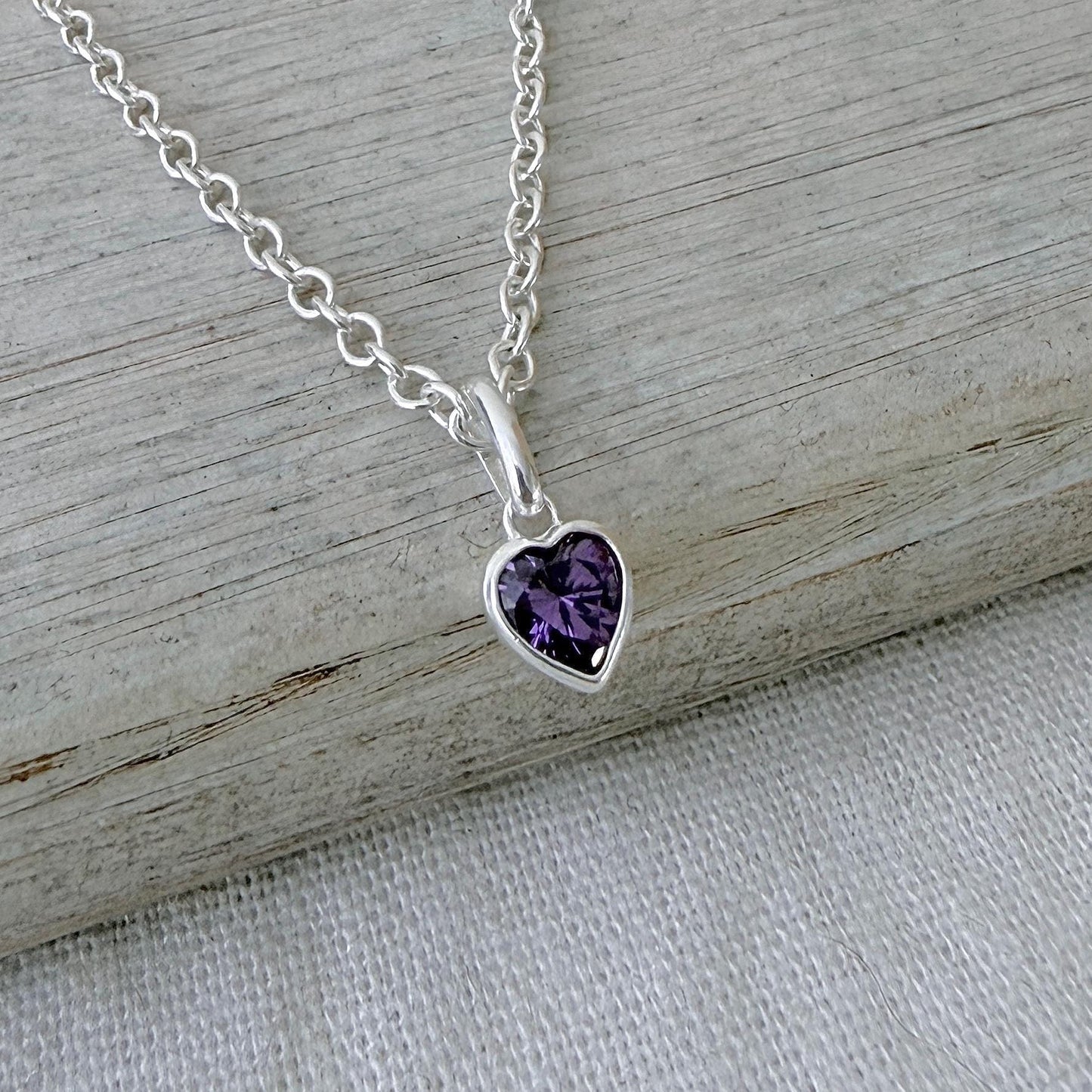 February Birthstone Necklace in Sterling Silver, Birthday Jewellery for Women