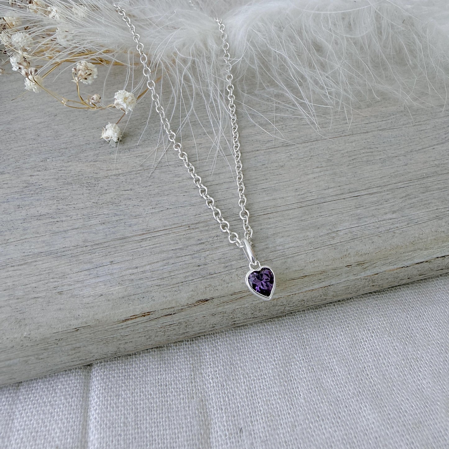 February Birthstone Necklace in Sterling Silver, Birthday Jewellery for Women
