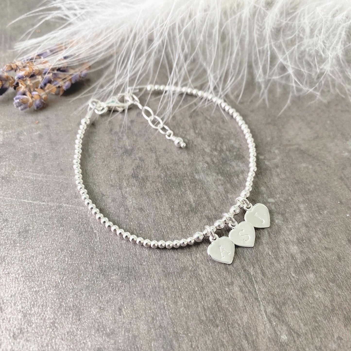 Personalised Family Initials Bracelet, Dainty Beaded Monogram Jewellery