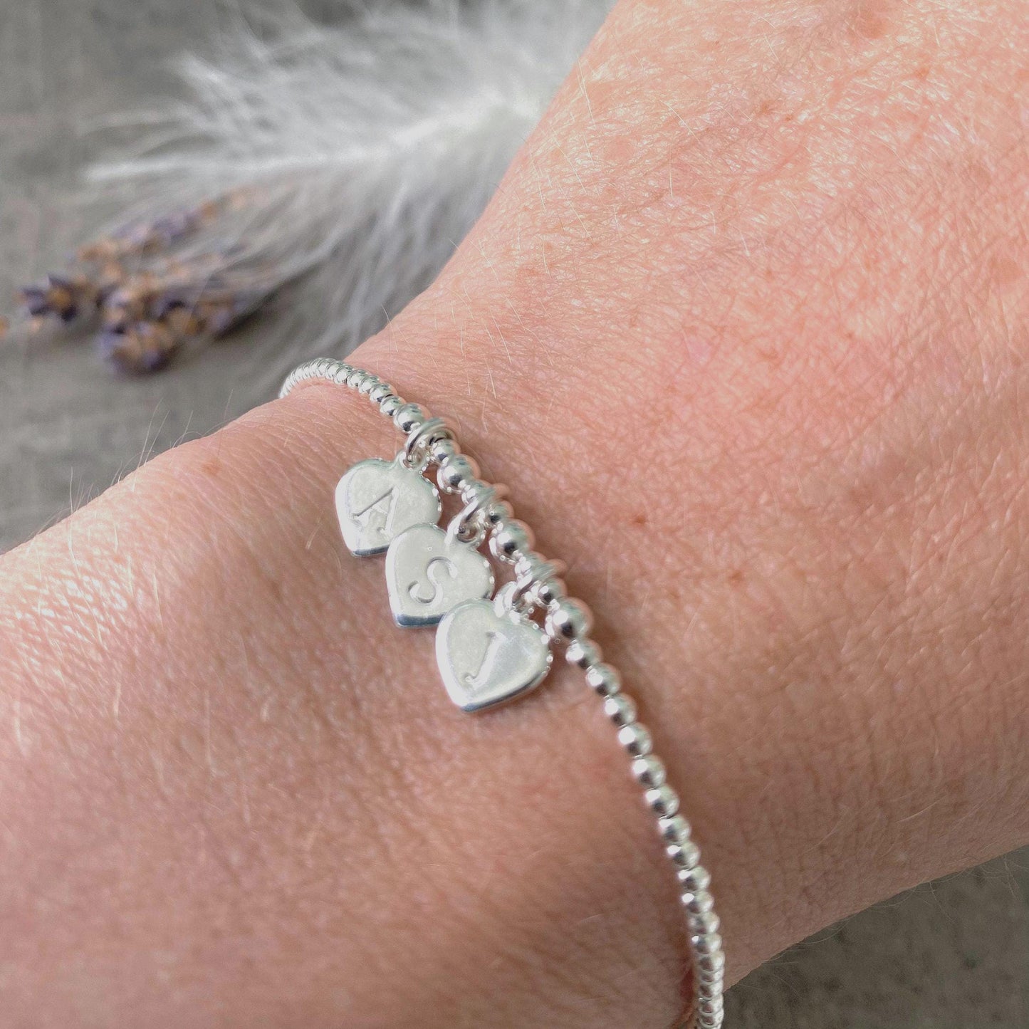 Personalised Family Initials Bracelet, Dainty Beaded Monogram Jewellery