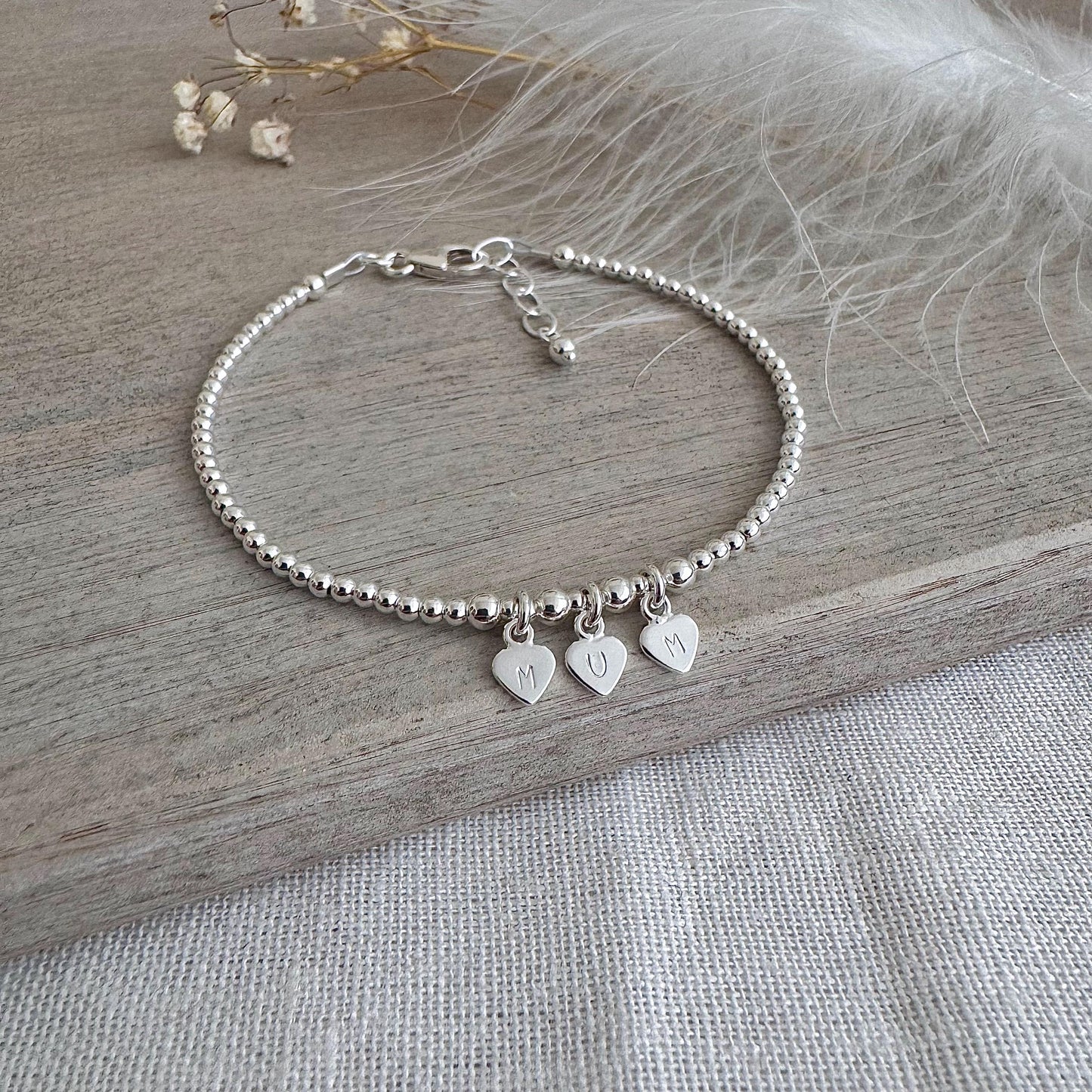 Family Initials Personalised Initial Bracelet , Dainty Sterling Silver Jewellery