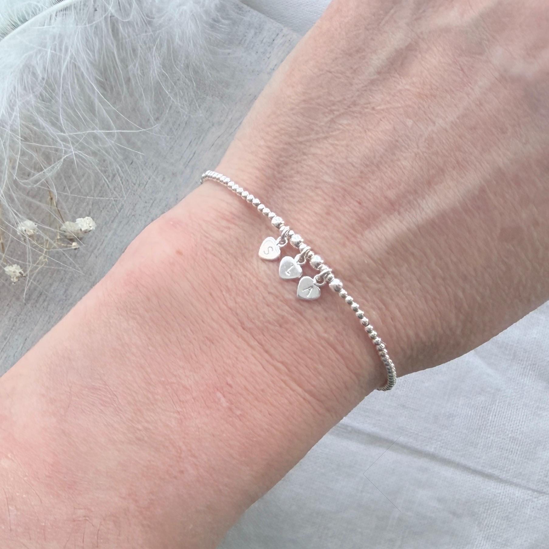 Personalised Grandmother Bracelet, Family Initials Jewellery in Sterling Silver for Mothers Day