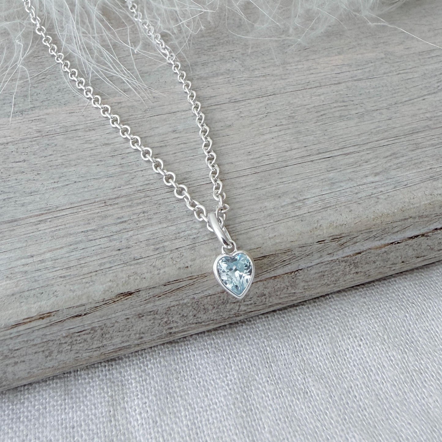 March Birthstone Necklace in Sterling Silver, Birthday Jewellery for Women