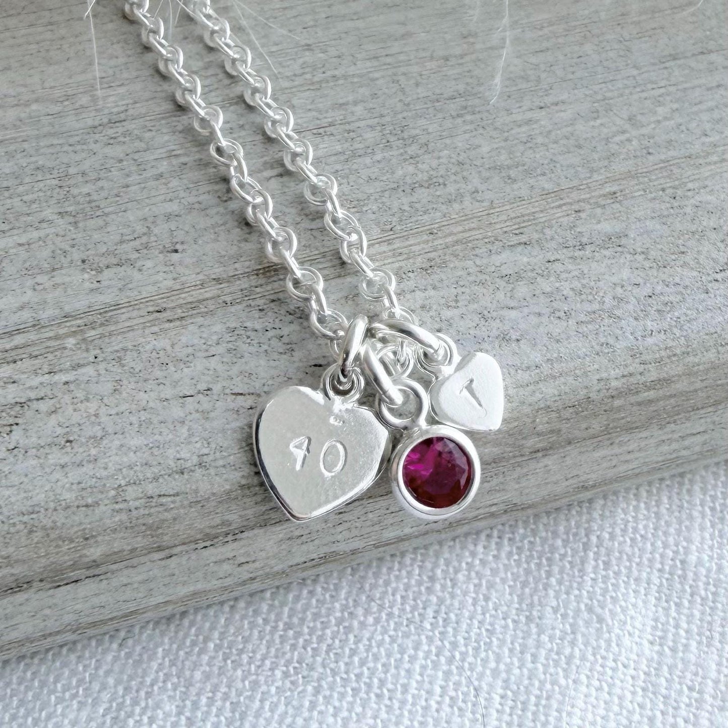Personalised Birthstone Necklace in Sterling Silver, Gift for Birthdays 16th 18th 21st 30th 40th 50th 60th 70th