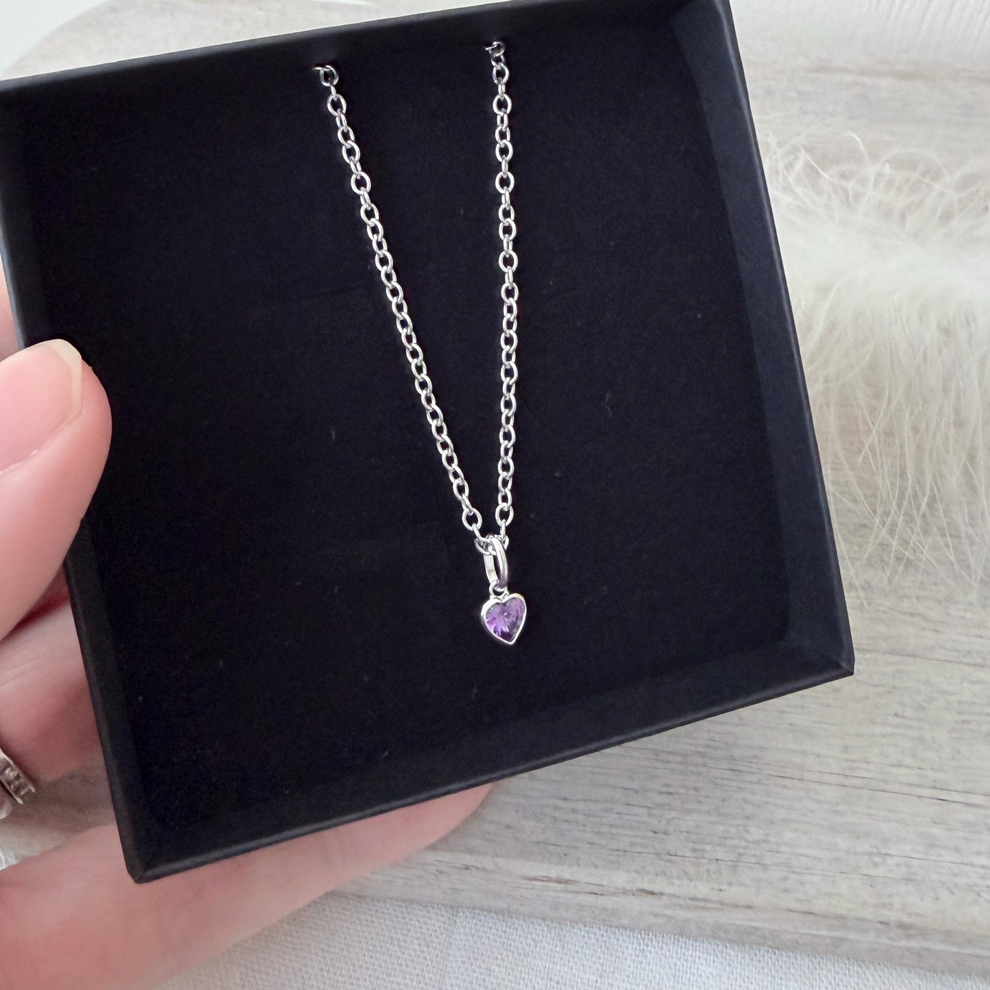 February Birthstone Necklace in Sterling Silver, Birthday Jewellery for Women