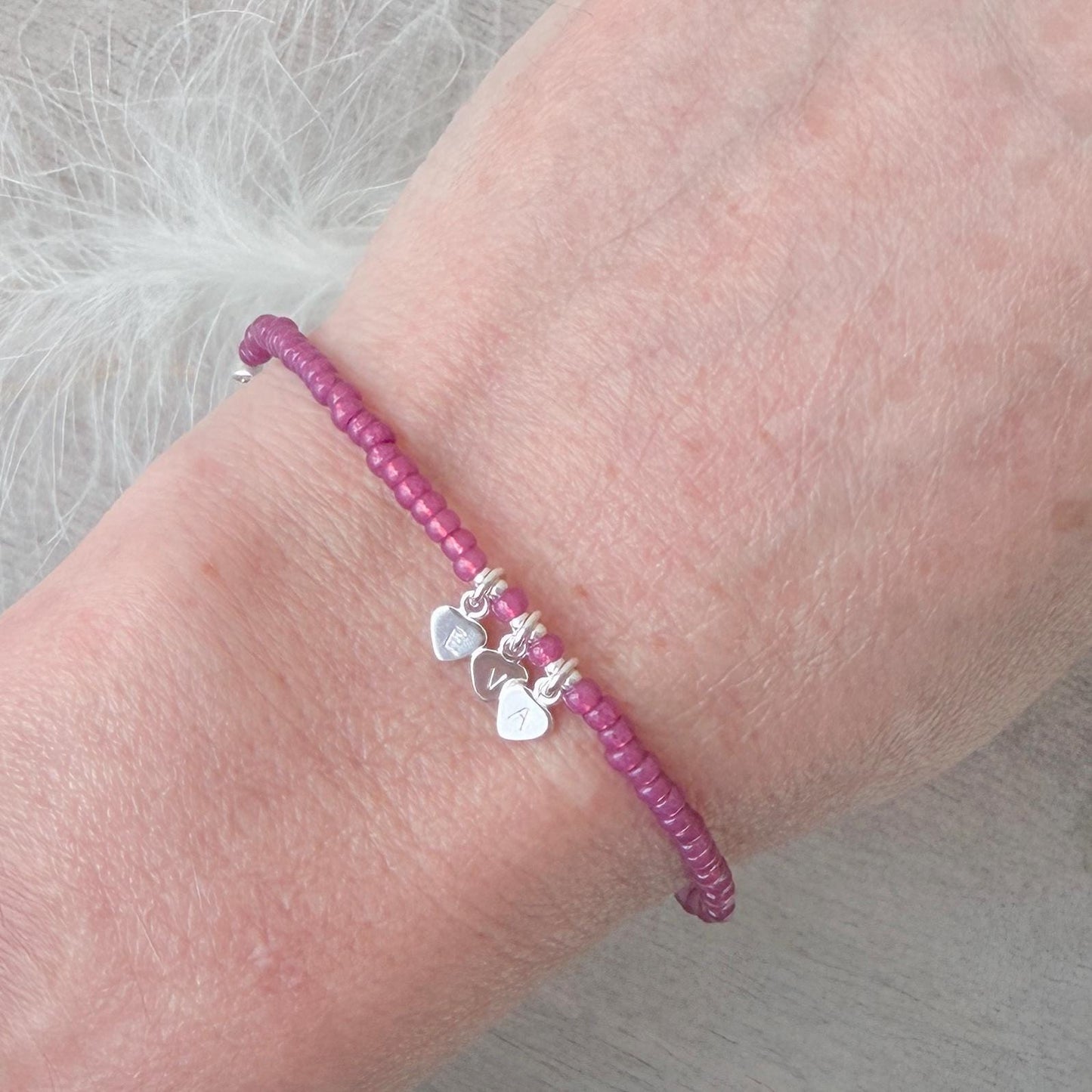 Personalised charm name bracelet, gift for daughter, dainty sterling silver heart jewellery