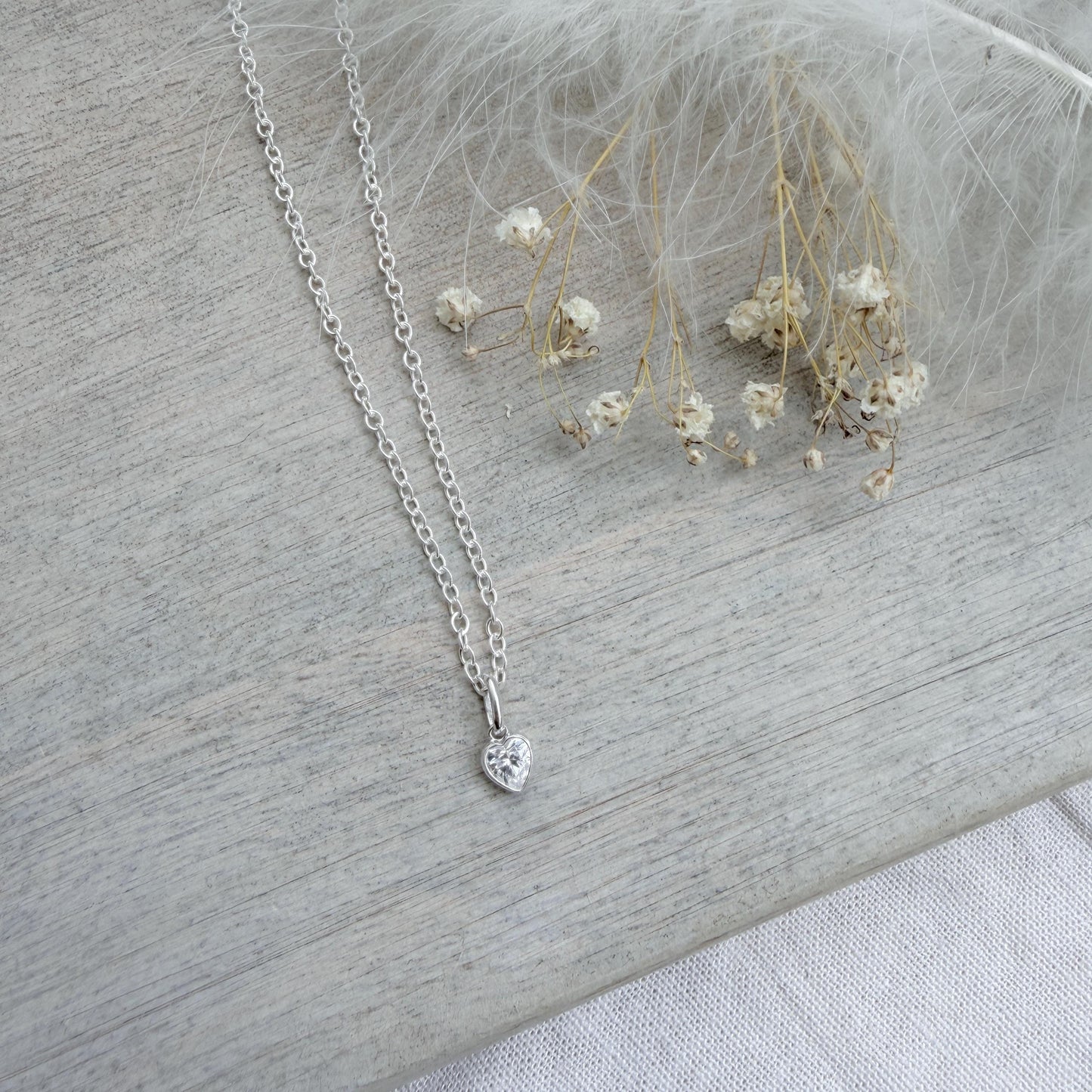 April Birthstone Necklace in Sterling Silver, Birthday Jewellery for Women