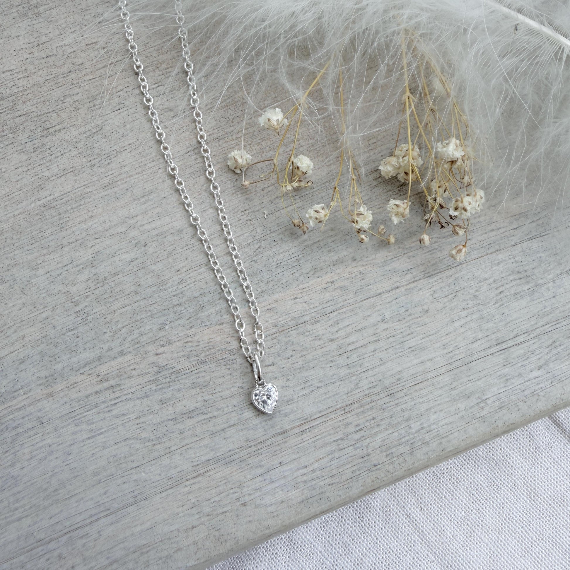 April Birthstone Necklace in Sterling Silver, Birthday Jewellery for Women