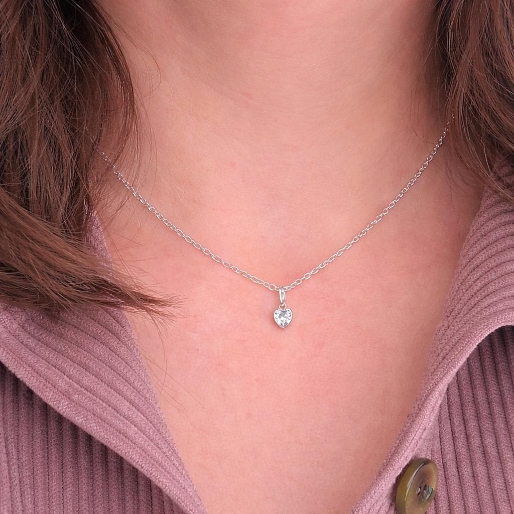 April Birthstone Necklace in Sterling Silver, Birthday Jewellery for Women