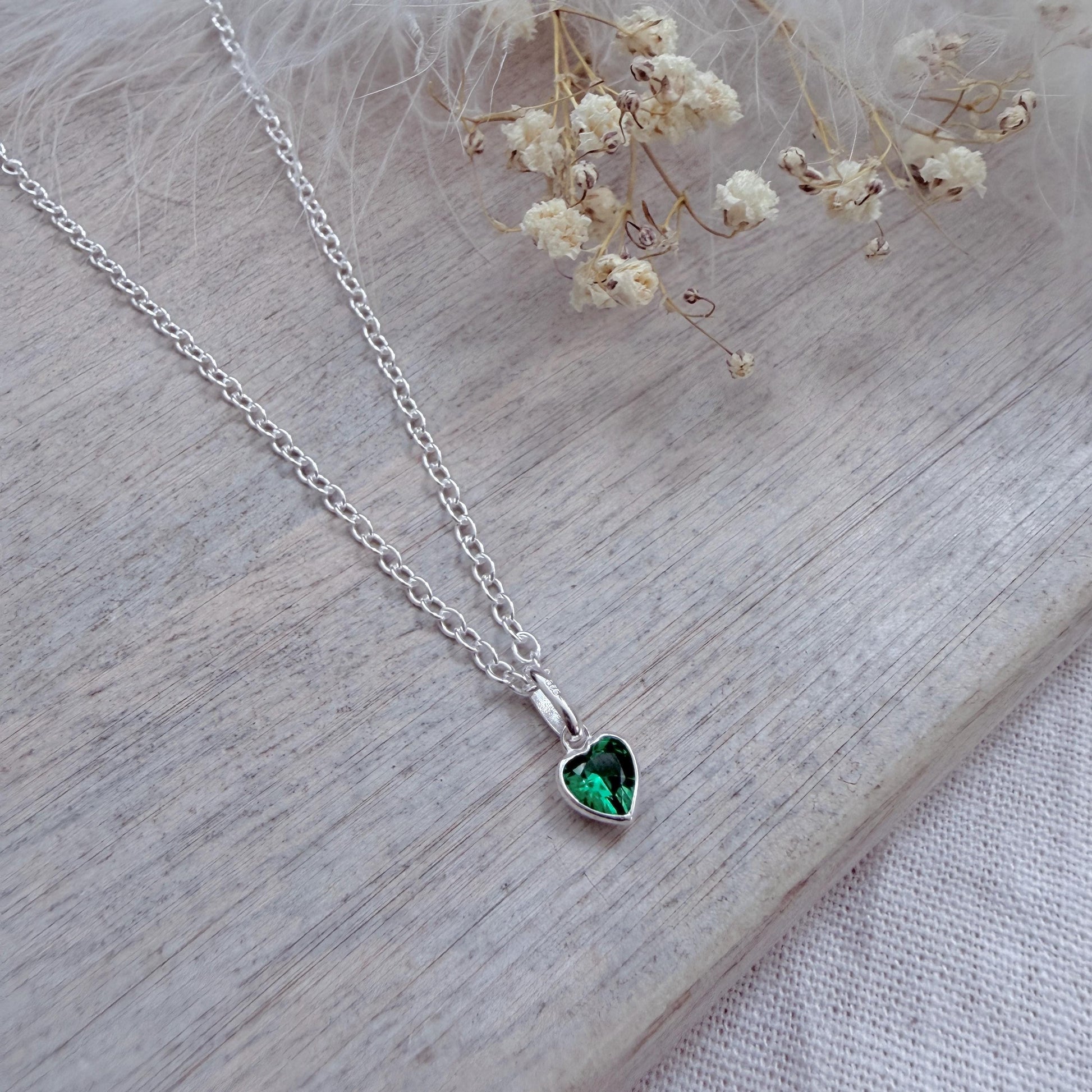 May Birthstone Necklace in Sterling Silver, Birthday Jewellery for Women