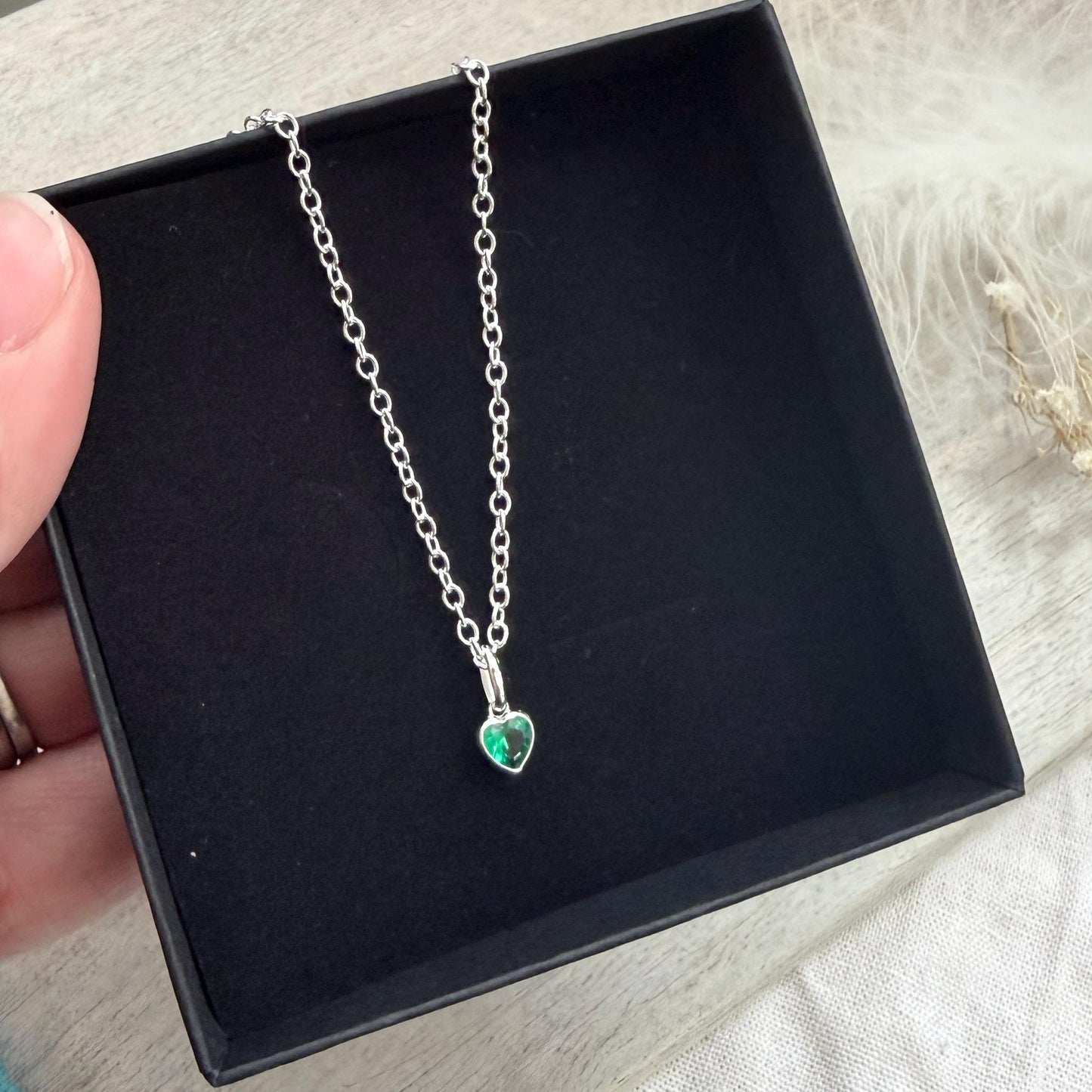 May Birthstone Necklace in Sterling Silver, Birthday Jewellery for Women