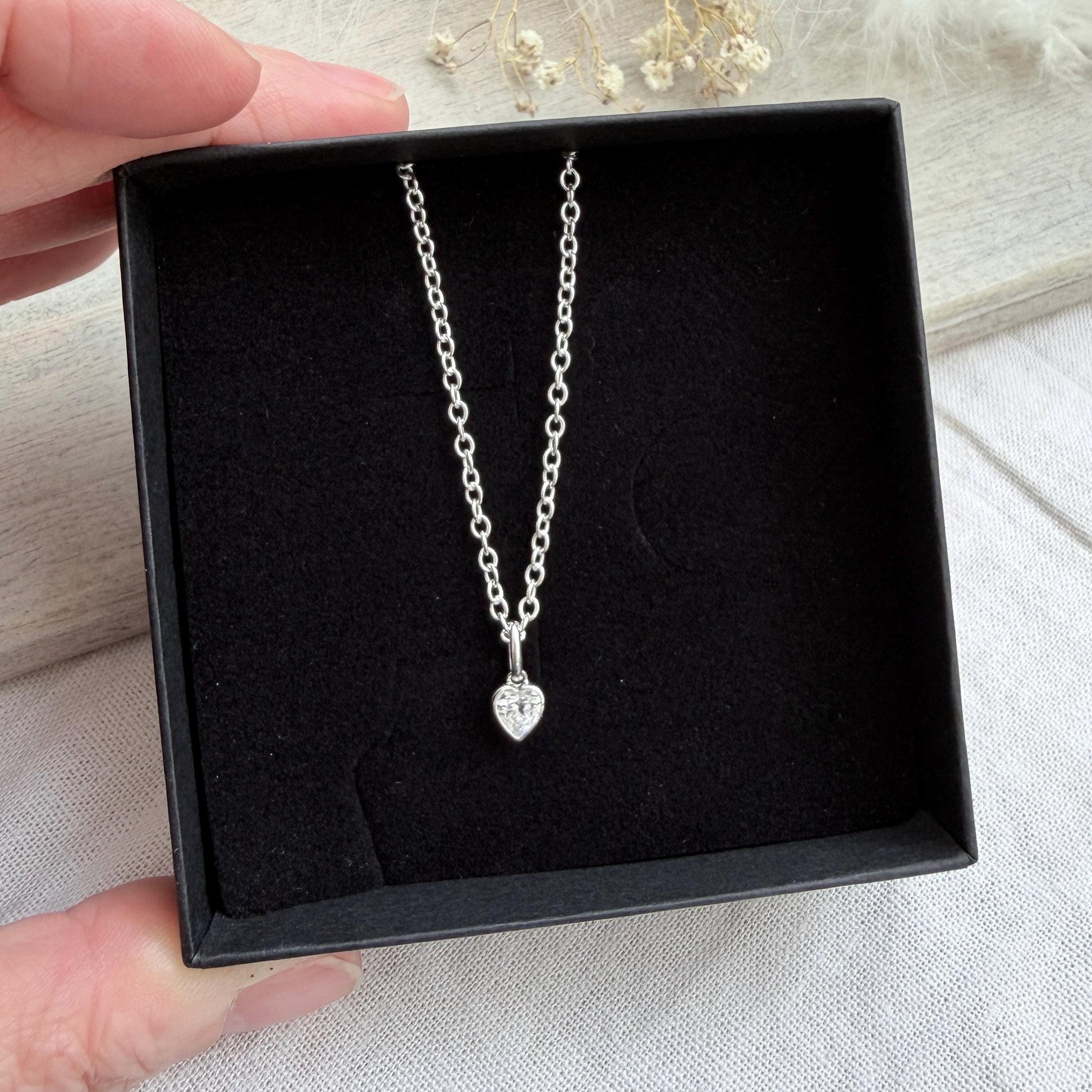 April Birthstone Necklace in Sterling Silver, Birthday Jewellery for Women