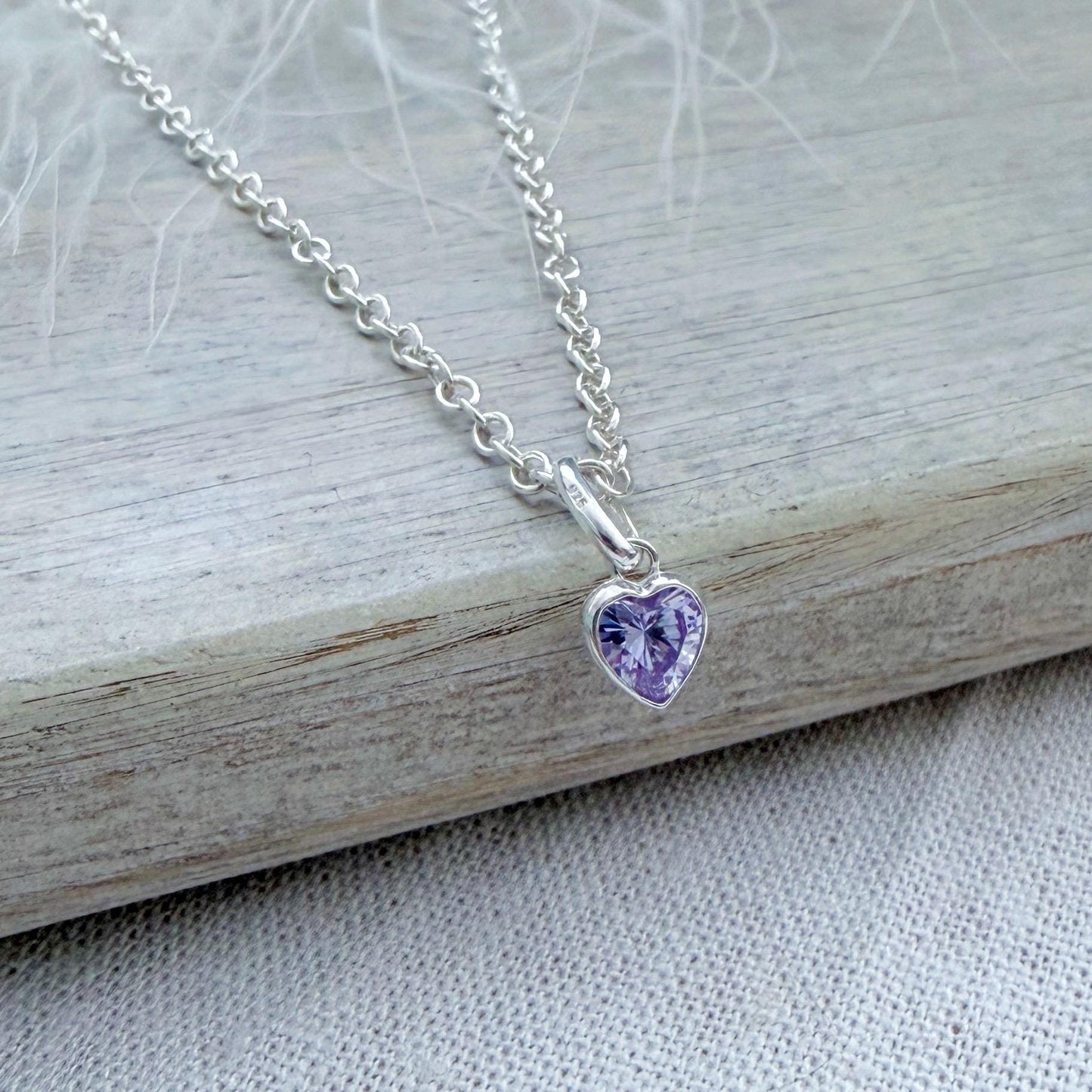 Heart charm June birthstone jewellery set, sterling silver Earrings Necklace set, birthday gift for women