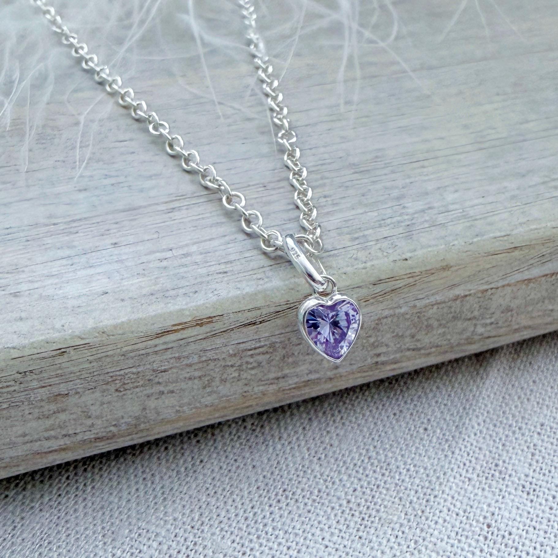Heart charm June birthstone jewellery set, sterling silver Earrings Necklace set, birthday gift for women