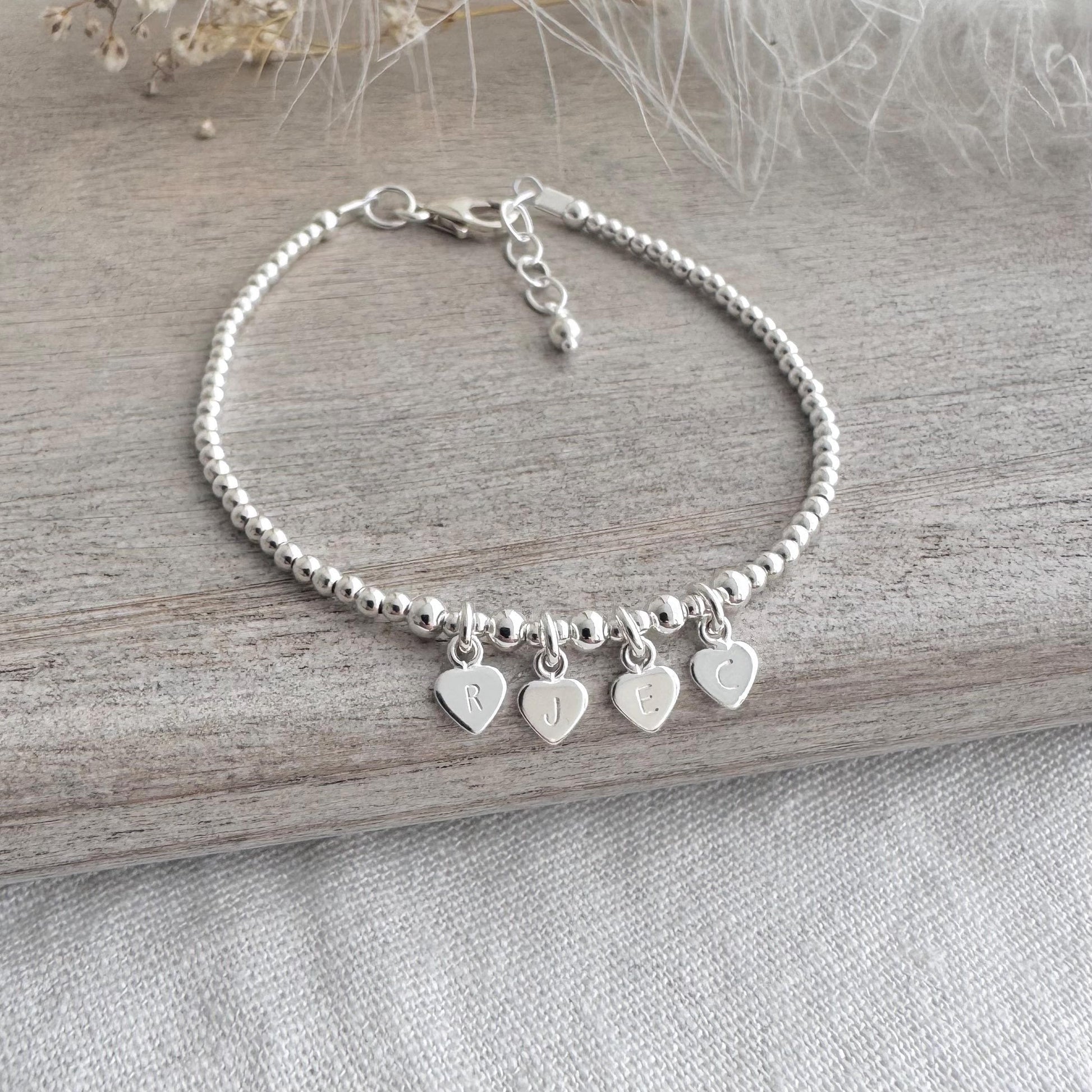 Family Initials Personalised Initial Bracelet , Dainty Sterling Silver Jewellery