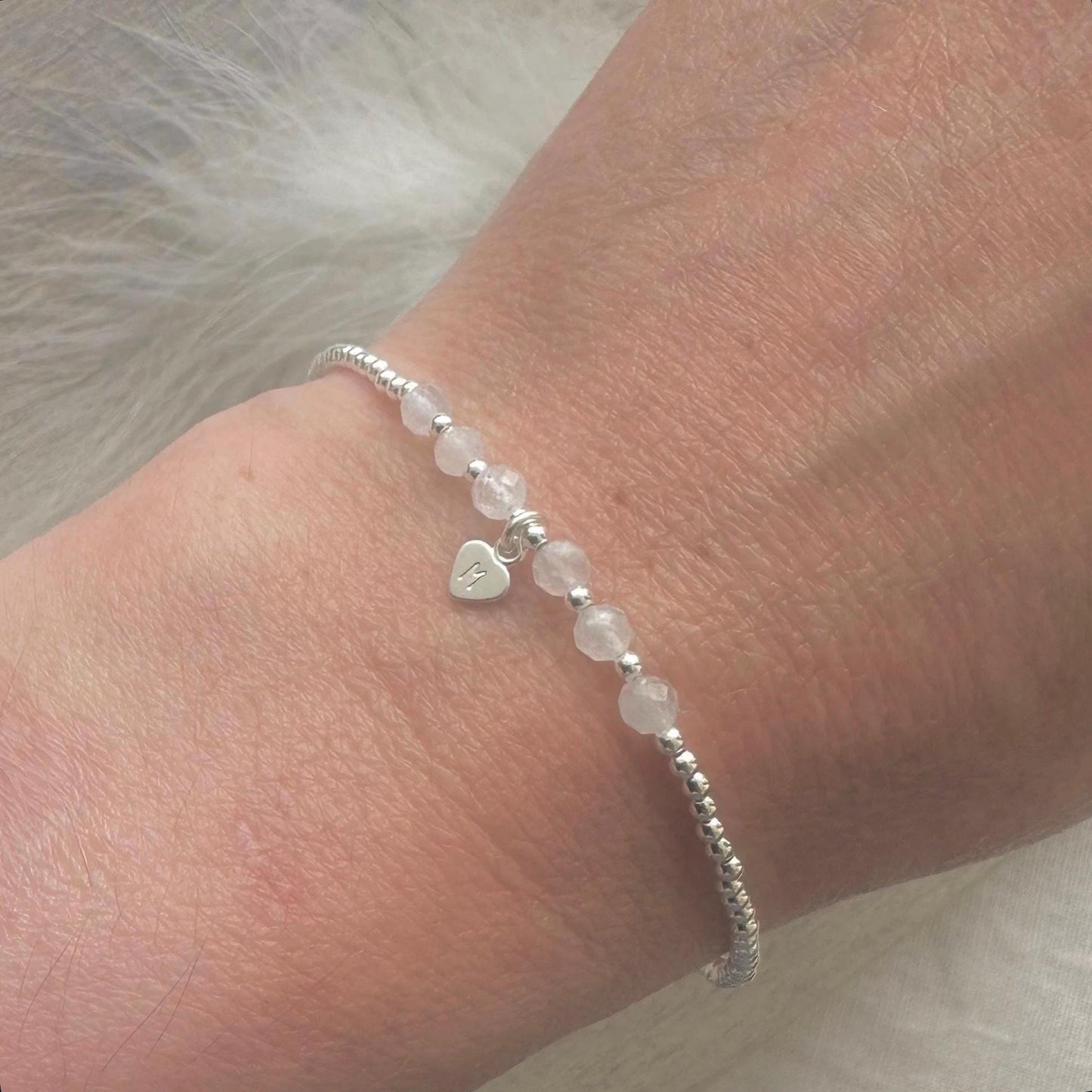 Personalised Moonstone Bracelet, Dainty June Birthstone Jewellery in Sterling Silver