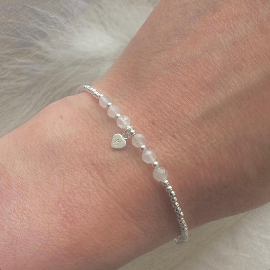 Personalised Moonstone Bracelet, Dainty June Birthstone Jewellery in Sterling Silver