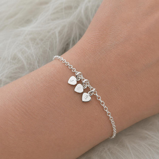 Tiny Initials Chain Bracelet with Family Initials in Sterling Silver