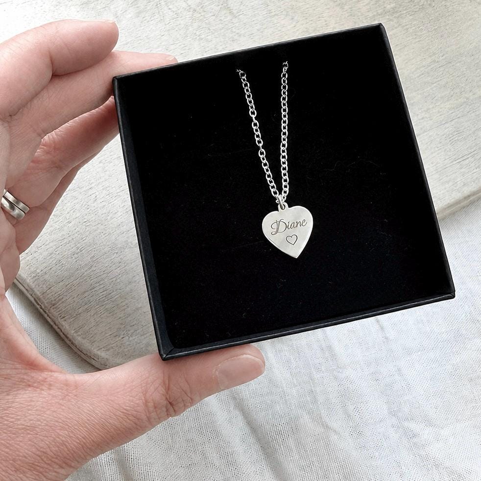 Engraved Silver Name Necklace, Gift for Daughter Birthday, Sterling Silver Personalised Jewellery