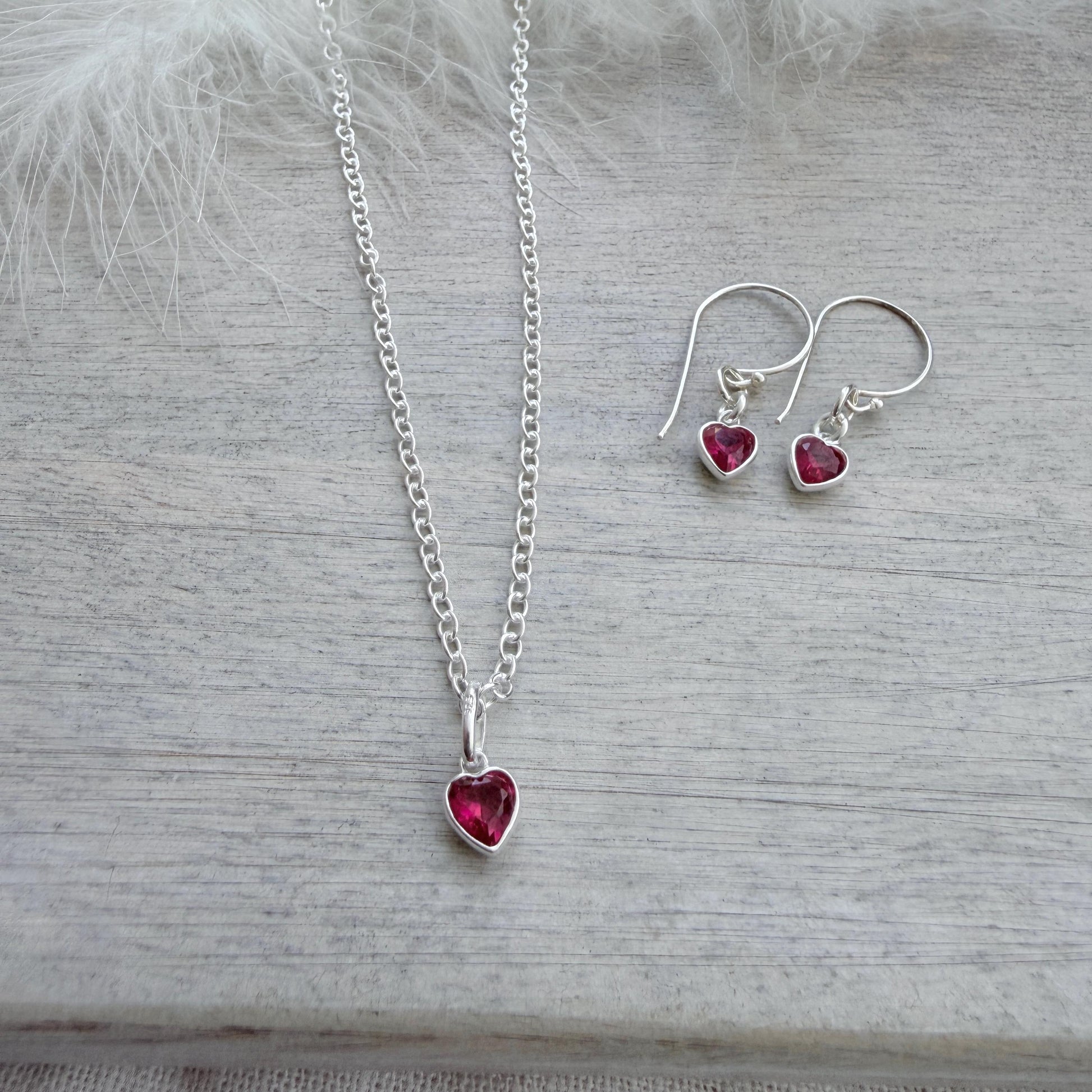 July Birthstone Jewellery Set, Sterling Silver Cubic Zirconia Necklace and Earrings