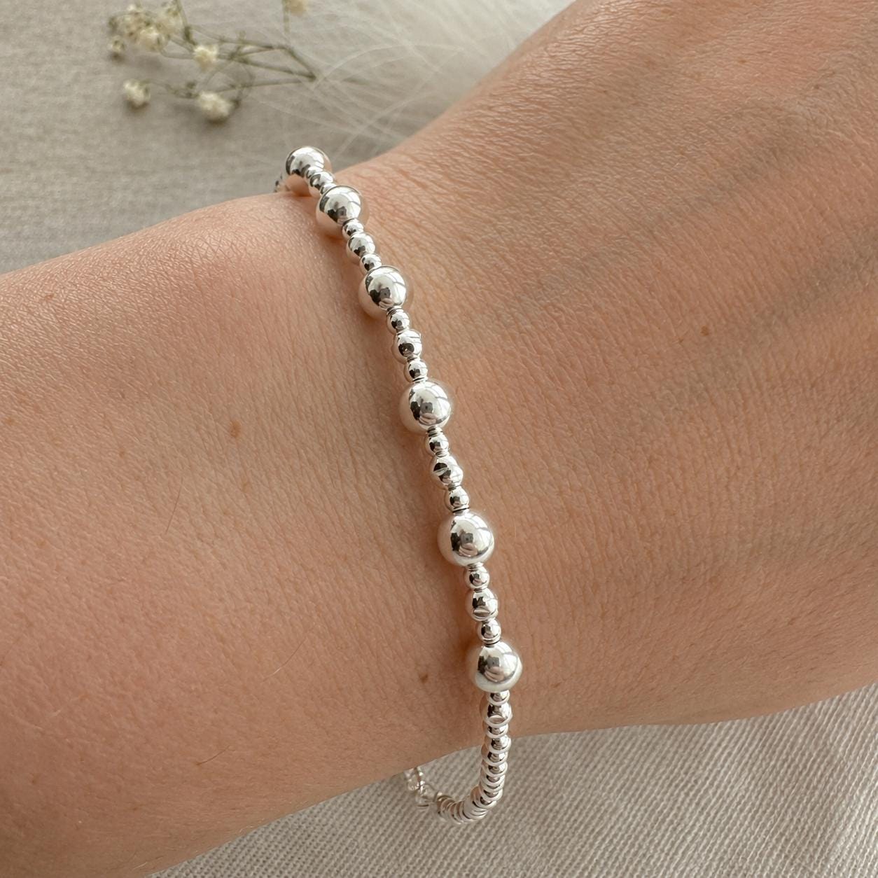 60th Birthday Gift 6 Beads 6 Decades Bracelet, Jewellery Gift for Her 60th in Sterling Silver