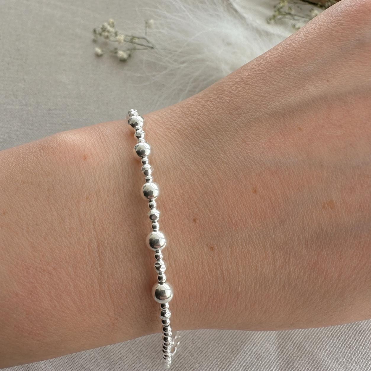 50th Birthday Gift 5 Beads 5 Decades Bracelet, Jewellery Gift for Her 50th in Sterling Silver