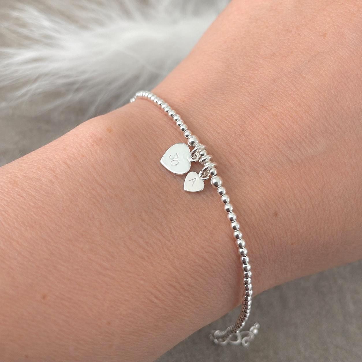 30th Birthday Jewellery, Initial Bracelet Personalised in Sterling Silver
